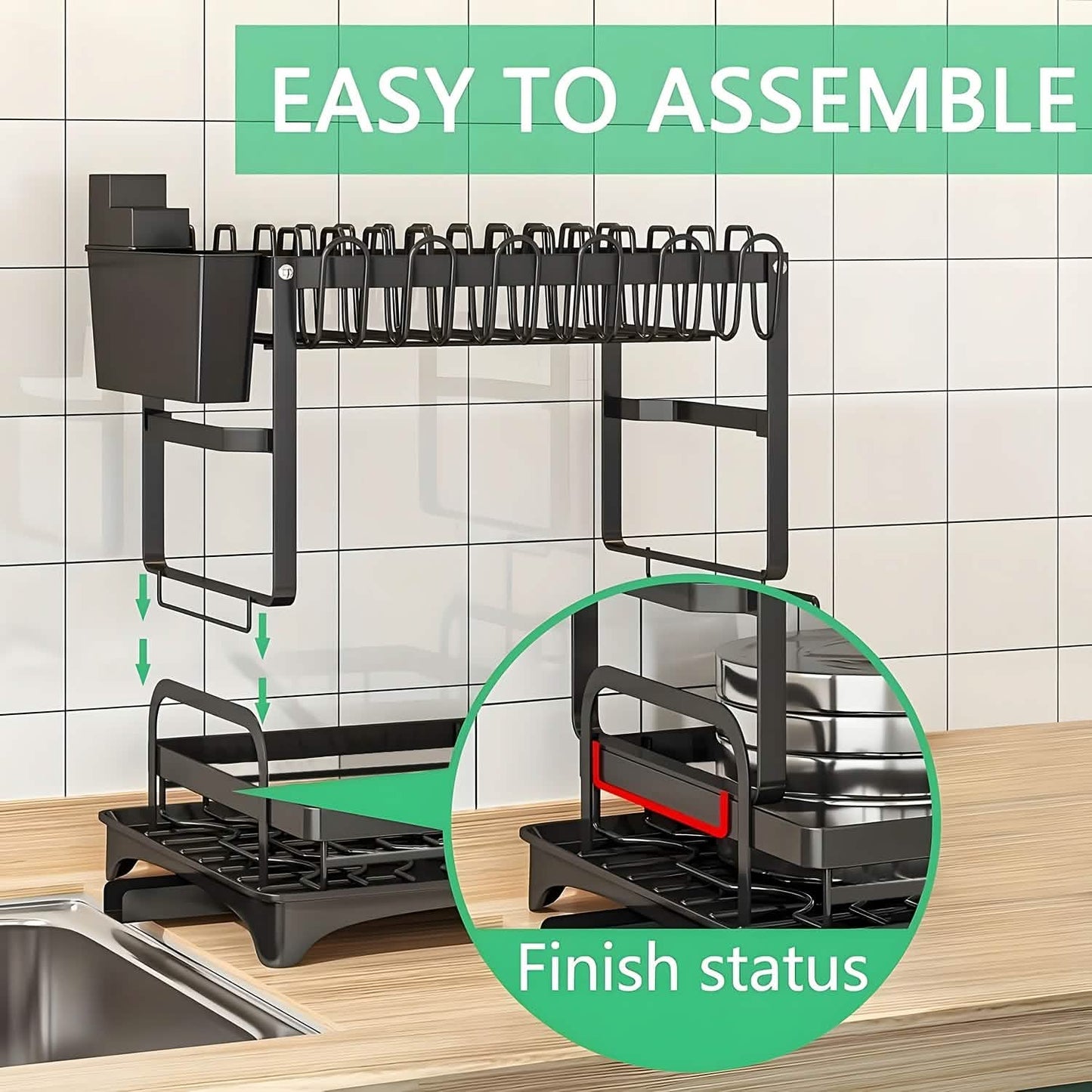 Black Metal Dish Rack – 2-Layer / 3-Layer
